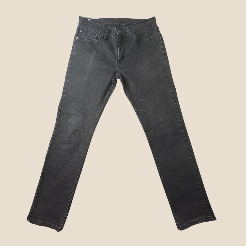 Levi's 511 Jeans Mens 31x30 (31x28) Slim Fit Black Faded Stretch WaterLess Denim